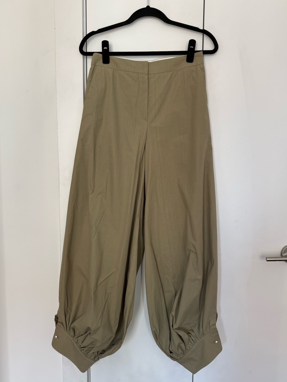 NACKIYE Seis Barrel Pant in Sand/Khaki with Pearl Detailing